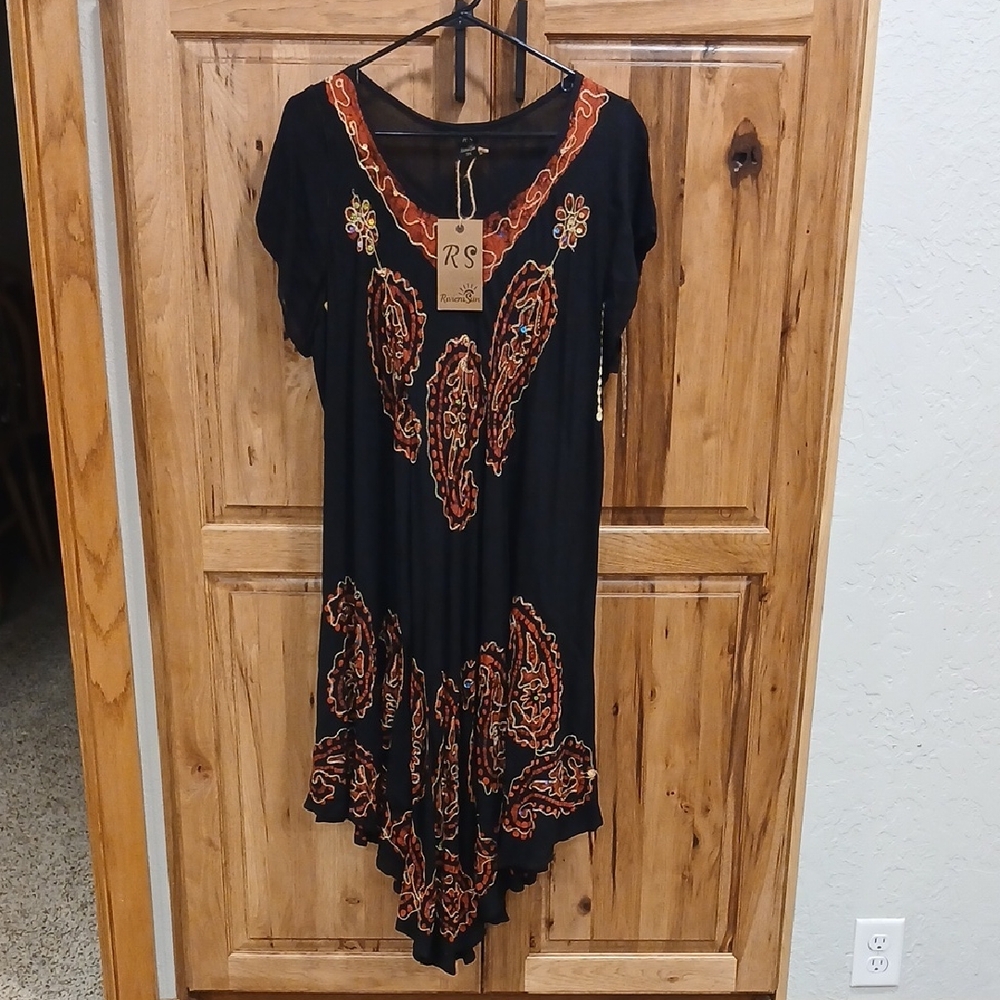 NWT RSP Asymmetrical Black and Orange Dress